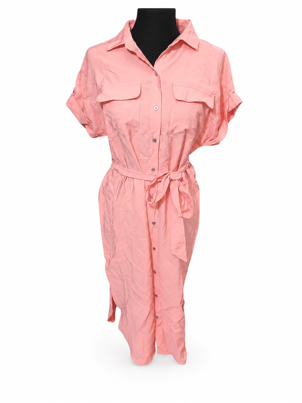 Ann Taylor Factory Apricot Shirt Dress | Belted Button Front | NWT Size M